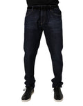 Men's Dark Blue Cotton Stretch Skinny Denim Jeans Elastane Clothing