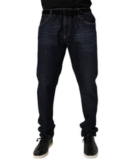 Men's Dark Blue Cotton Stretch Skinny Denim Jeans Elastane Clothing
