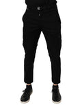 Men's Black Cotton Stretch Skinny Cargo Denim Jeans Elastane Clothing
