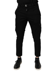 Men's Black Cotton Stretch Skinny Cargo Denim Jeans Elastane Clothing
