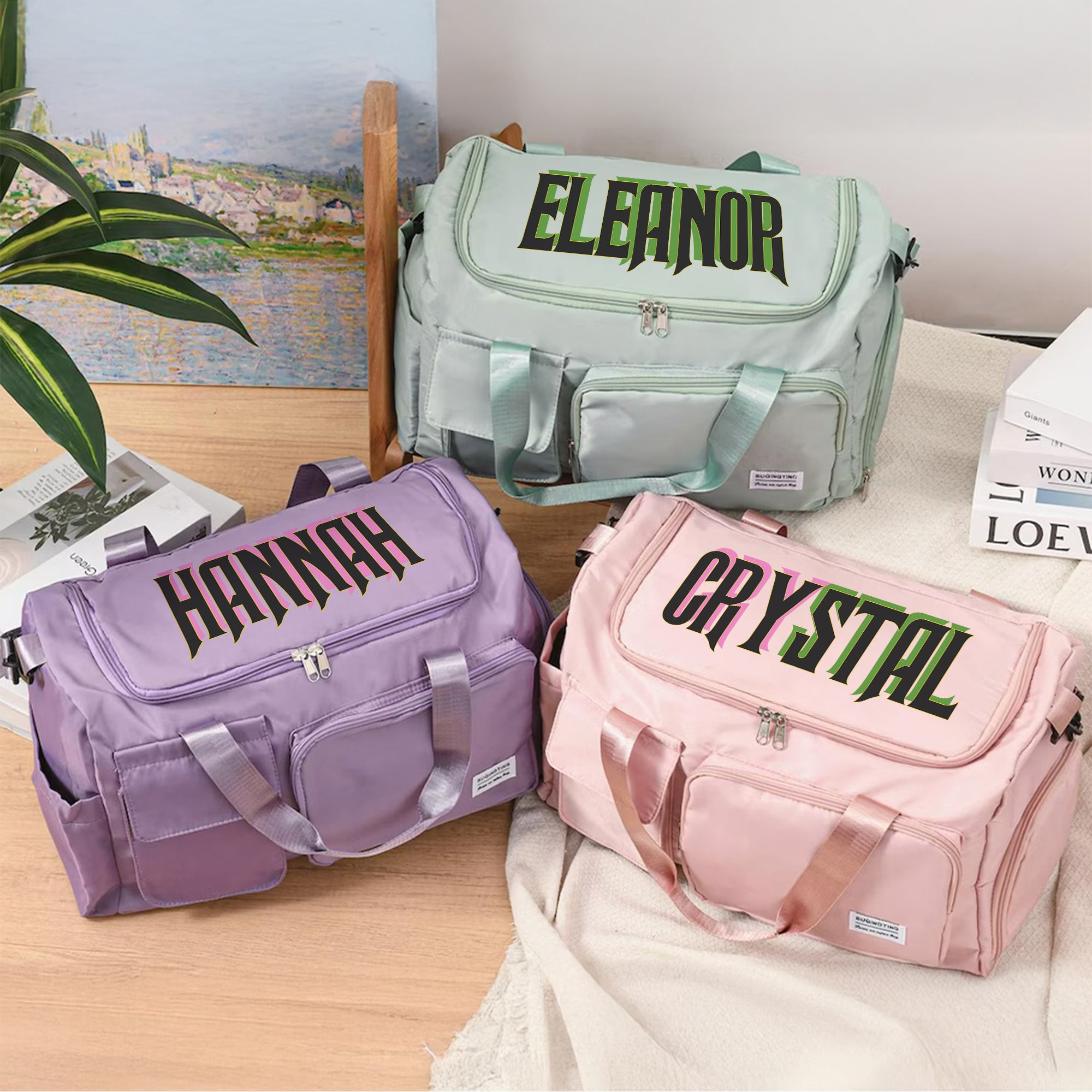 Bolsa de viaje personalizada con nombre inspirada en Wicked y correa para el hombro Múltiples compartimentos Regalo de cumpleaños de Navidad para chicas fans de Wicked Amantes de los viajes