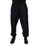 Men's Black Jacquard Cotton Jogger Sweatpants Pants Elastane