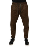 Men's Brown Cotton Stretch Jogger Sweatpants Pants Elastane