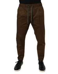Men's Brown Cotton Stretch Jogger Sweatpants Pants Elastane