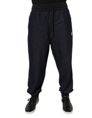 Black Jacquard Jogger Men Sweatpants Pants Cotton Elastane