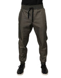 Brown Lambskin Leather Men Sweatpants Pants Lamb