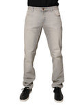 Men's Light Gray Cotton Skinny Denim Jeans Clothing