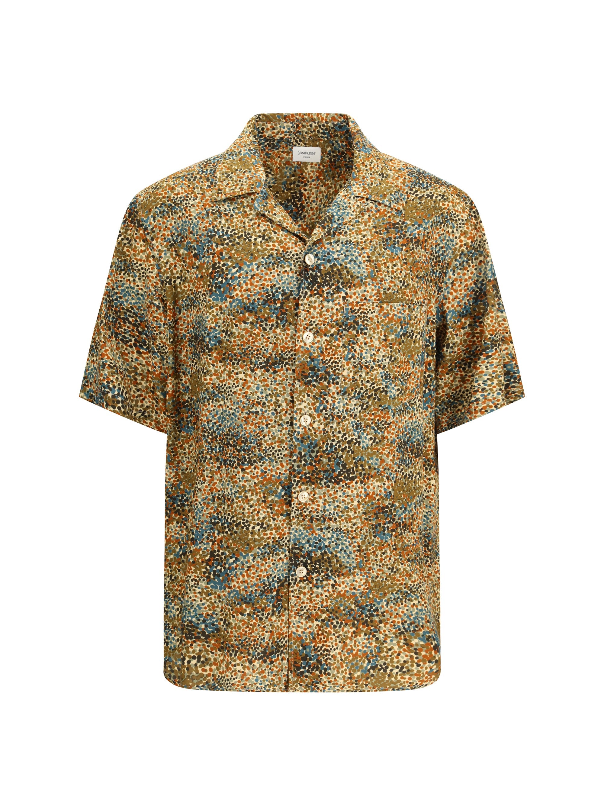 Saint Laurent All-Over Print Boxy Shirt — Brown