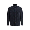Men's Suede Leather Shirt Jacket Blue