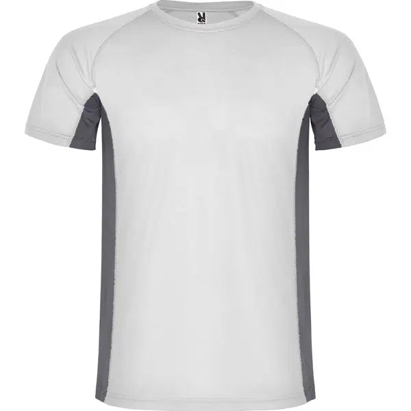 Camiseta técnica combinada con dos tejidos de poliéster, manga corta de estilo ranglán Vetonek