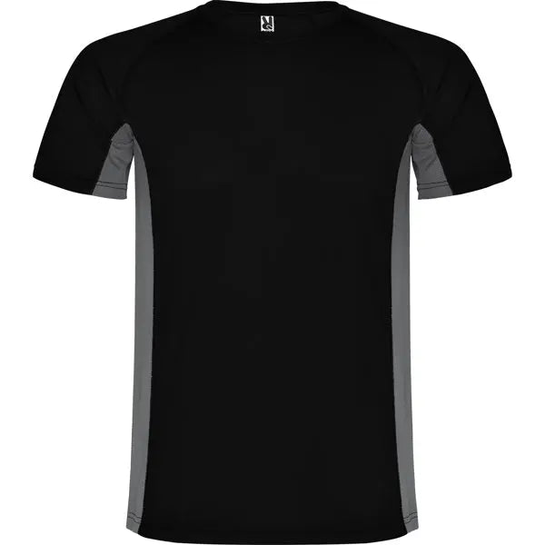 Camiseta técnica combinada con dos tejidos de poliéster, manga corta de estilo ranglán Vetonek
