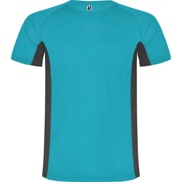 Camiseta técnica combinada con dos tejidos de poliéster, manga corta de estilo ranglán Vetonek