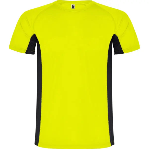 Camiseta técnica combinada con dos tejidos de poliéster, manga corta de estilo ranglán Vetonek