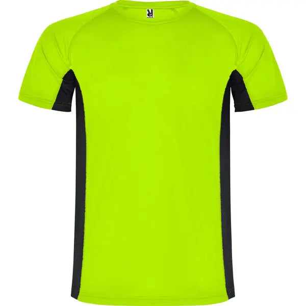 Camiseta técnica combinada con dos tejidos de poliéster, manga corta de estilo ranglán Vetonek