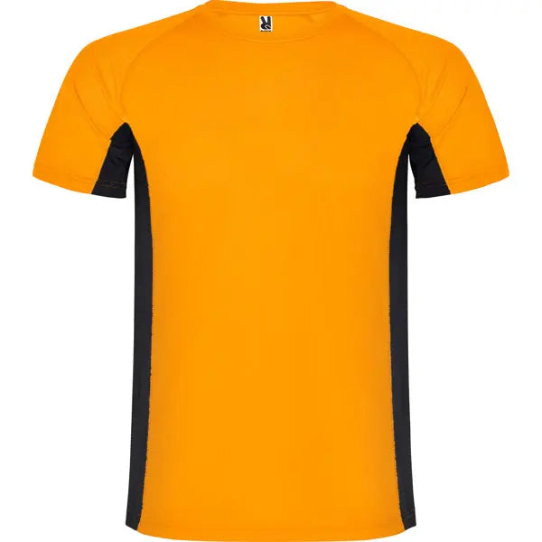 Camiseta técnica combinada con dos tejidos de poliéster, manga corta de estilo ranglán Vetonek