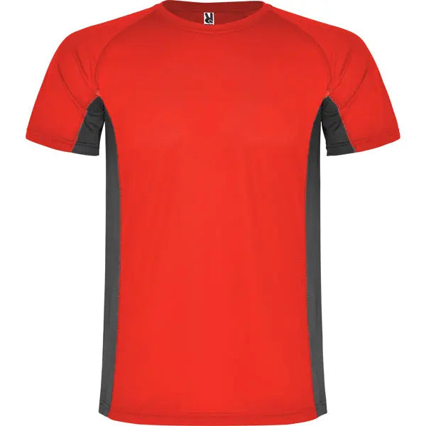 Camiseta técnica combinada con dos tejidos de poliéster, manga corta de estilo ranglán Vetonek