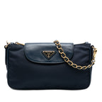 Saffiano Trimmed Tessuto Chain Crossbody