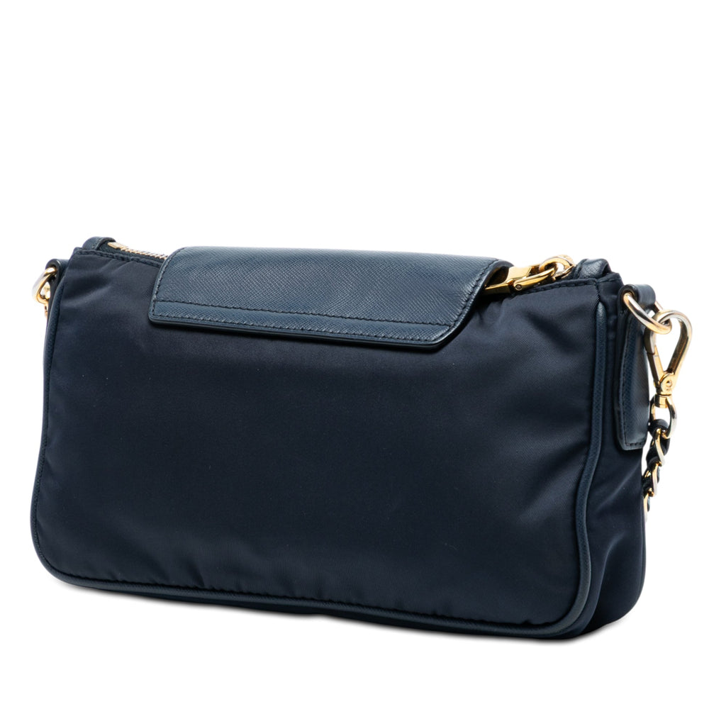 Saffiano Trimmed Tessuto Chain Crossbody