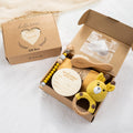 Personalizado lindo ganchillo animal bebé sonajero chupete clip Swaddle peine conjunto con nombre grabado y caja de regalo Baby Shower regalo de cumpleaños para el recién nacido