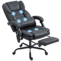 Black Massage Office Chair with Footrest, Lumbar Support and 6 Vibration Points
