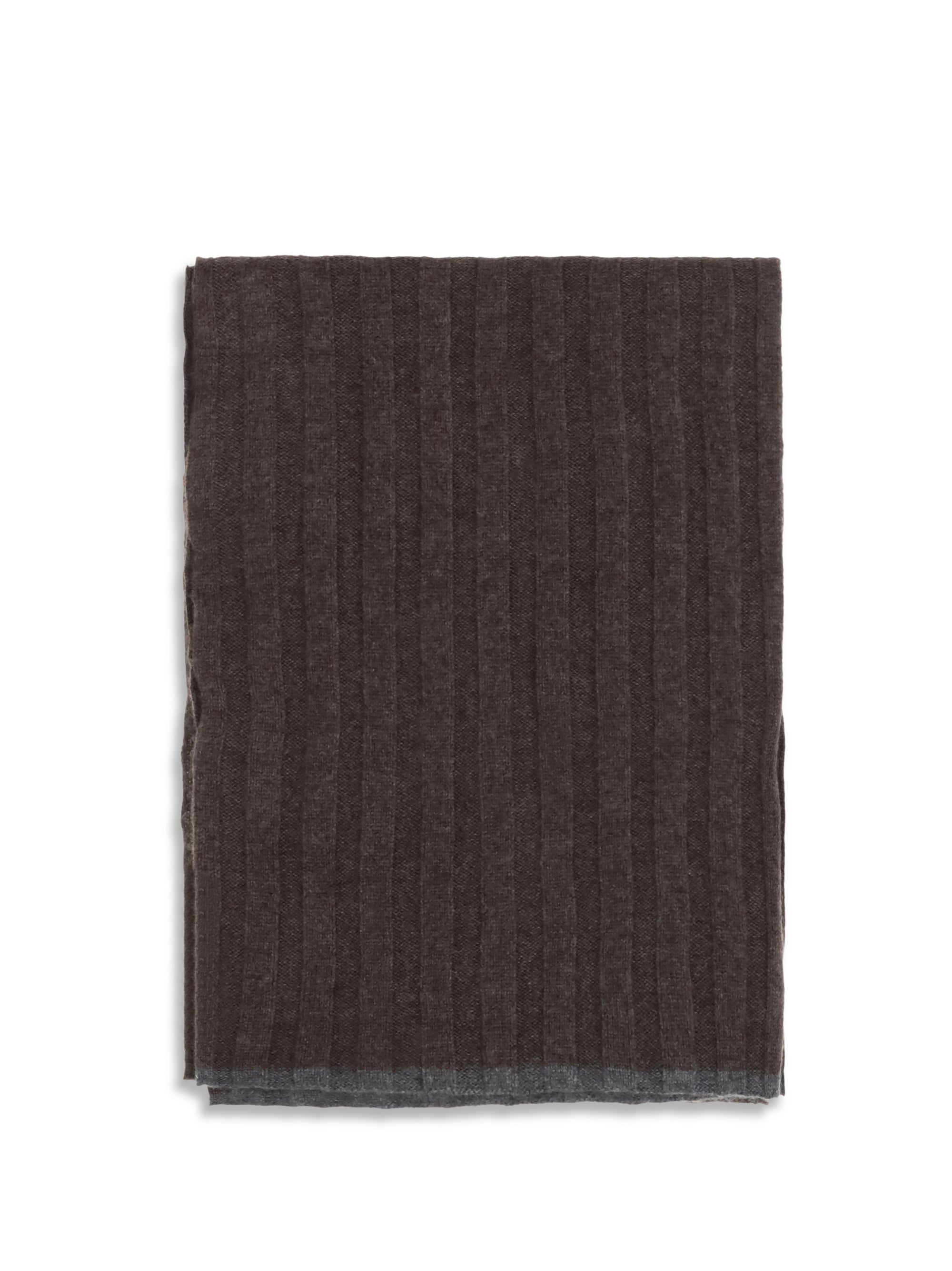 Brunello Cucinelli Ribbed Cashmere Scarf — Brown