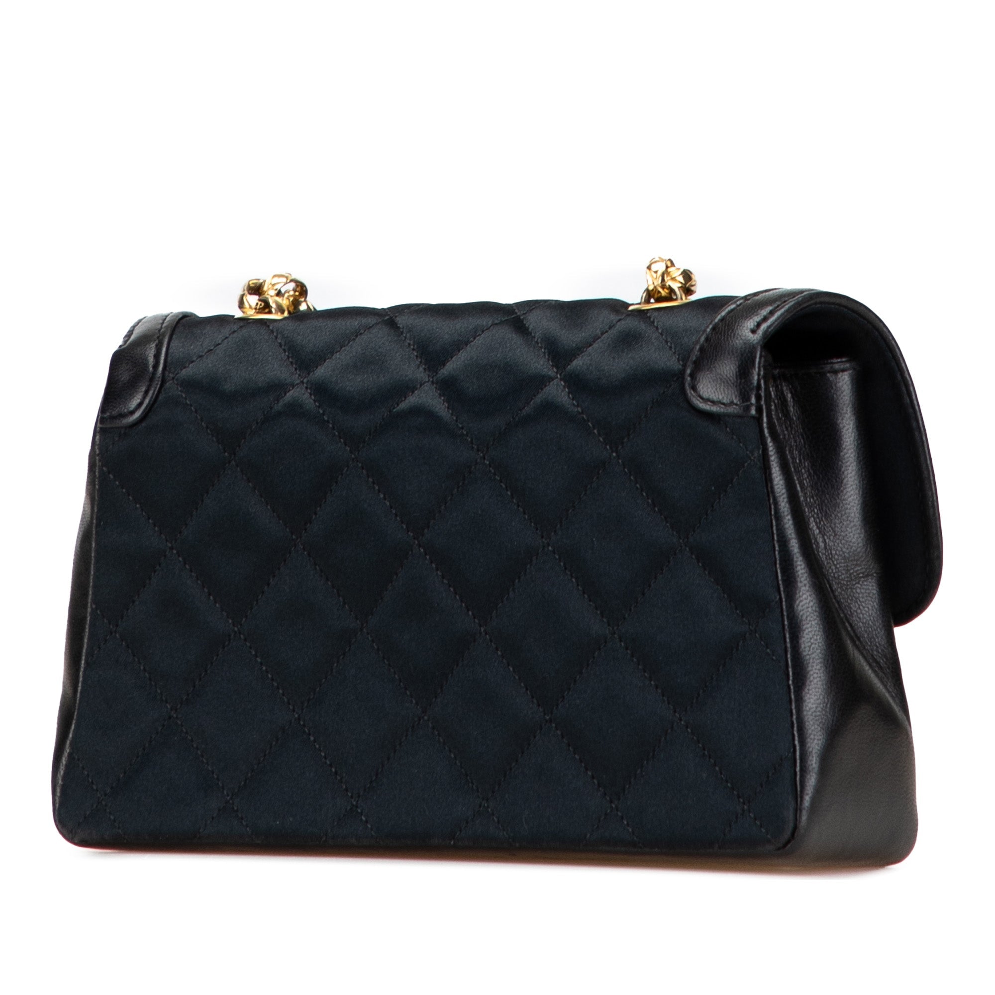 CC Quilted Satin Bijoux Chain Single Flap