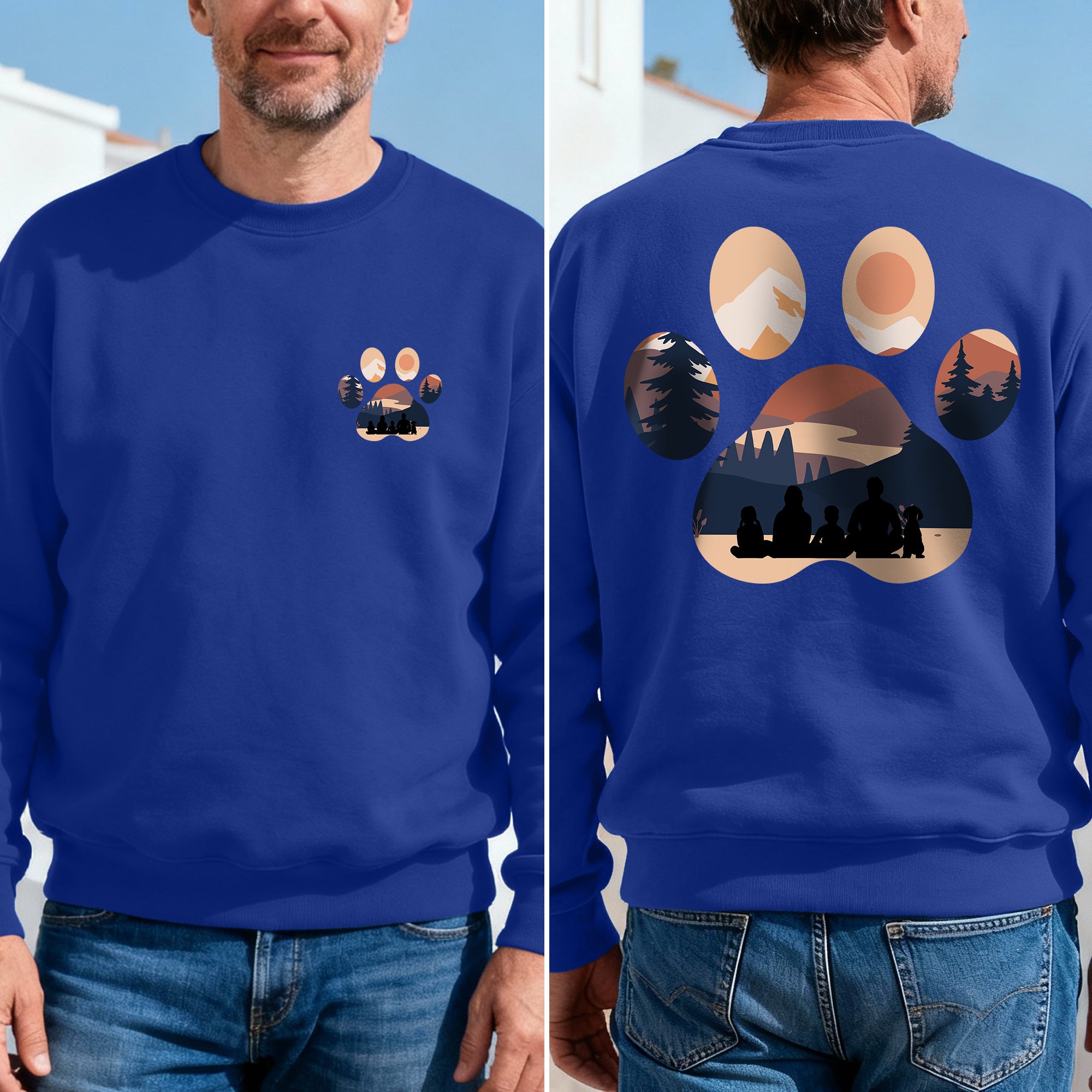 Personalizado Paw Print 1-6 miembros de la familia Silueta Camiseta Sudadera Cumpleaños Regalo de vacaciones para la familia