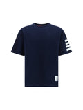 Thom Browne Horizontal Stripe Cotton T-Shirt — Navy