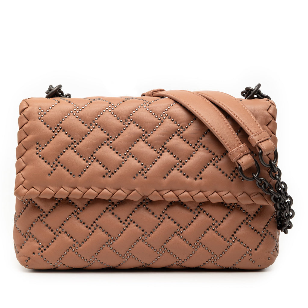 Small Nappa Intrecciato Studded Olimpia Shoulder Bag
