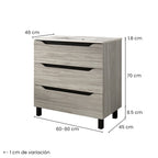 BATHME TRIO Mueble de Baño con Lavabo 3 Cajones Color Roble Estela
