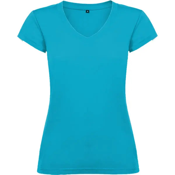 Camiseta de mujer con manga corta, escote en cuello de pico y acabados en ribete acanalado Vetonek