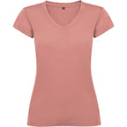 Camiseta de mujer con manga corta, escote en cuello de pico y acabados en ribete acanalado Vetonek