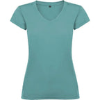 Camiseta de mujer con manga corta, escote en cuello de pico y acabados en ribete acanalado Vetonek