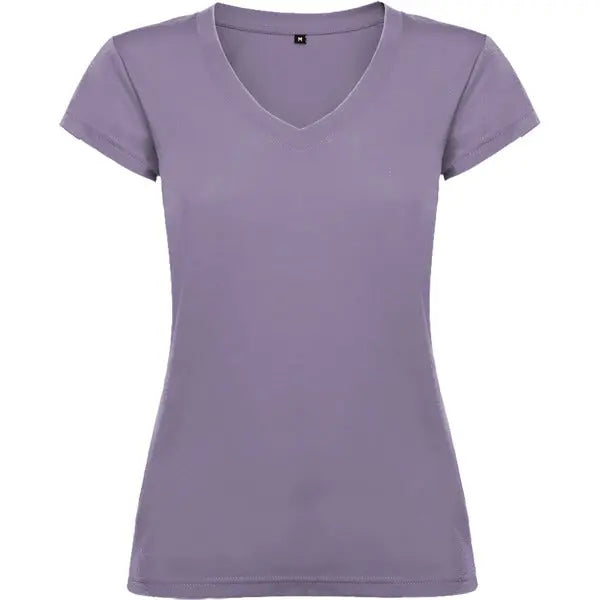 Camiseta de mujer con manga corta, escote en cuello de pico y acabados en ribete acanalado Vetonek