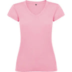 Camiseta de mujer con manga corta, escote en cuello de pico y acabados en ribete acanalado Vetonek