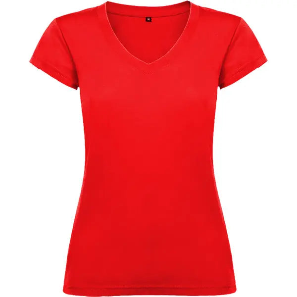 Camiseta de mujer con manga corta, escote en cuello de pico y acabados en ribete acanalado Vetonek