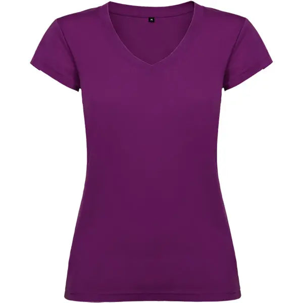 Camiseta de mujer con manga corta, escote en cuello de pico y acabados en ribete acanalado Vetonek