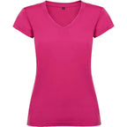 Camiseta de mujer con manga corta, escote en cuello de pico y acabados en ribete acanalado Vetonek