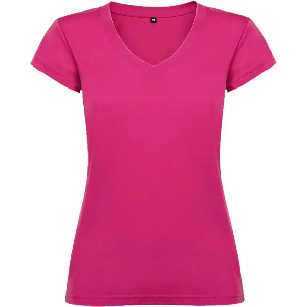 Camiseta de mujer con manga corta, escote en cuello de pico y acabados en ribete acanalado Vetonek