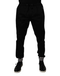 Men's Black Cotton Stretch Jogger Sweatpants Pants Elastane
