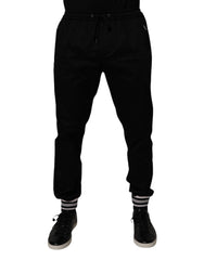 Men's Black Cotton Stretch Jogger Sweatpants Pants Elastane