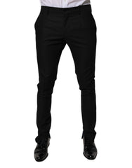 Men's Black Virgin Wool Menskinny Dress Formal Pants
