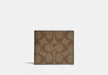 COACH® Men's Cartera billetera para documento de identidad en lona de firma en Beige | Pvc