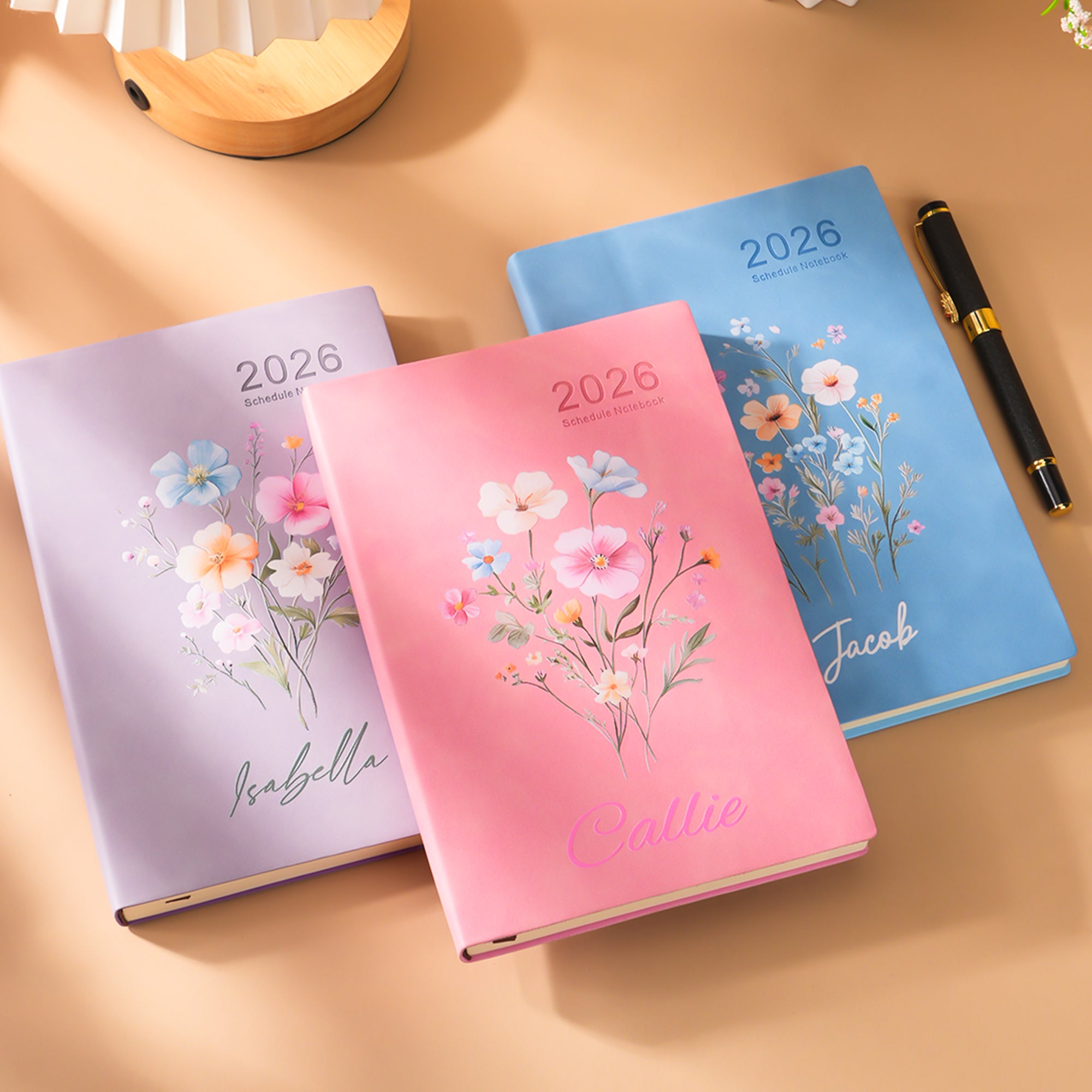 Planificador personalizado Wildflower 2026 Calendario A5 Libreta con nombre Diario de planificación Día Cumpleaños Regalo para amigos Estudiantes