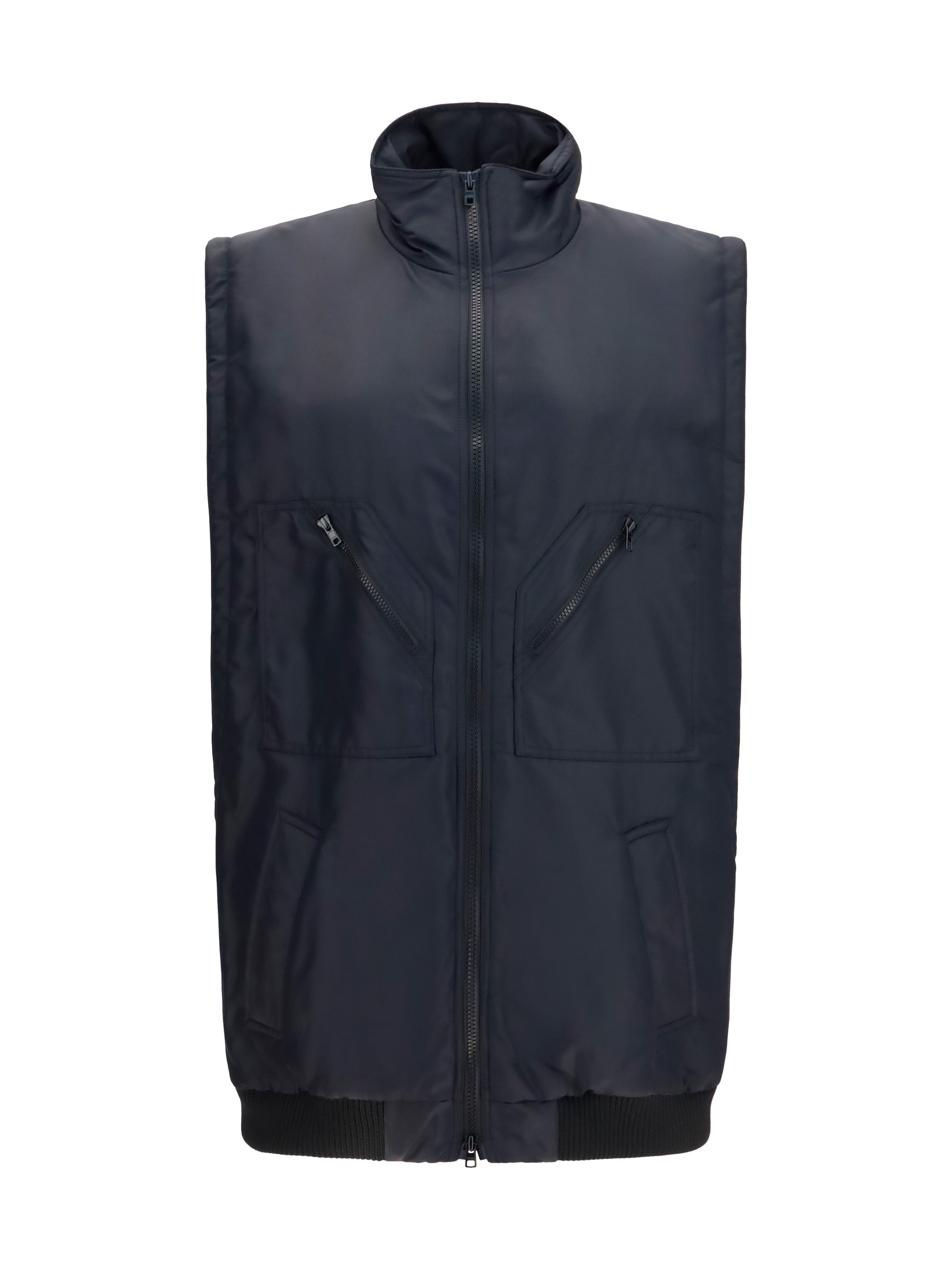 MM6 Maison Margiela Zip-Pocket Nylon Vest — Black