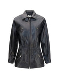 Magda Butrym Vintage Leather with Drawstring Waist Jacket — Black