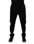 Black Cotton Men Skinny Dress Formal Pants Elastane