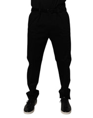 Black Cotton Men Skinny Dress Formal Pants Elastane