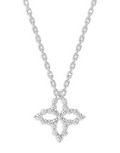 Roberto Coin Pavé-Set Diamond Quatrefoil Necklace — Silver