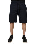 Men's Dark Blue Cotton Bermuda Sweatshorts Shorts Elastane